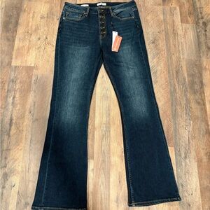 VIGOSS Women's ACE High-Rise Button Fly Boot Cut Dark Wash Jeans Sz 32 retail$78